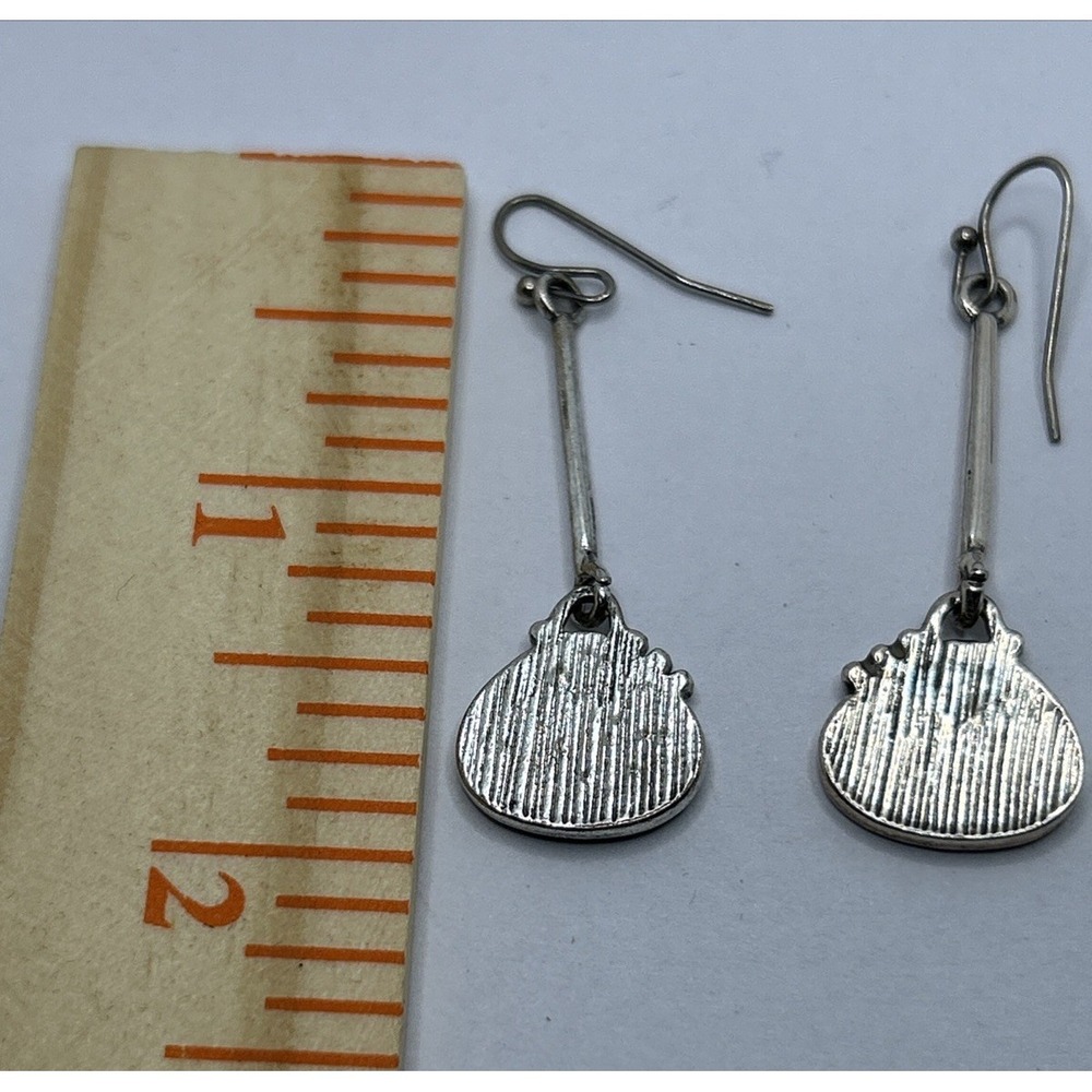 Vintage Faux Turquoise Long Drop Earrings‎ Silver tone Dangling Spring - Picture 5 of 5